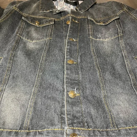 Men's Dark Blue Jean Wash Denim Casual Button Down Jacket - Picture 7 of 7